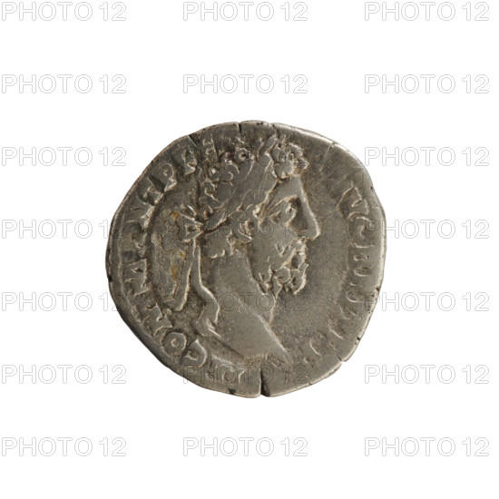 denarius, Commodus (161–192; Roman emperor 177–192). Obverse: Emperor's head right, with laurel wreath; legend M COMM ANT P FE. Reverse: Libertas standing left, holding a pileus in right hand and a scepter in left; legend LIB AVG PM, COS VI. Iconography: imperial bust, sceptre (attribute), pileus (attribute), Libertas (personification). Hoard find: Golub. Treasure (numism.). Date: 190. Roman Empire (27 BC–476). Rome. Coin; weight 2.73 g.