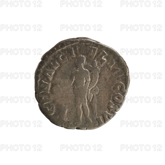 Denarius of Commodus (reign 177–192 CE), 190–191 CE. Obverse: laureate, right-facing bust of the emperor with inscription 'M ANT PF EL AVG BRIT PP'. Reverse: the Genius standing left, holding a patera over an altar in his raised right hand and a cornucopia in his left, with inscription 'GEN AVG F ELIC COS VI'. Roman imperial silver coin (weight 3.22 g).