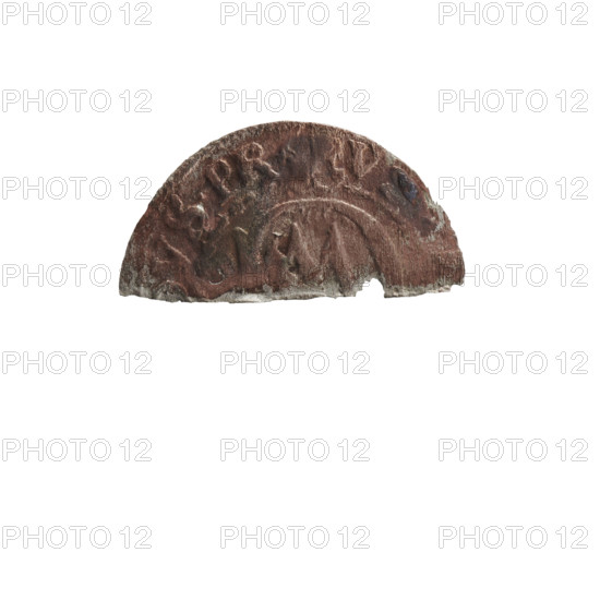 szelag; Pfahler, Ernest; George William Hohenzollern (Elector of Brandenburg; Prince of Prussia; 1620–1640); Ducal Prussia (1525–1701), Königsberg; coin: obverse preserved fragment of the silhouette of the Prussian eagle; in the rim, between the borders, the inscription {        M]A, BR, Rw; preserved lower part of the monogram composed of the letters GW; in the rim, between the borders, the inscription divided by the Hohenzollern coat of arms, VS.PR - V, 1623–1633; diameter 8.3 mm (inner?), diameter 15.8 mm, weight 0.23 g