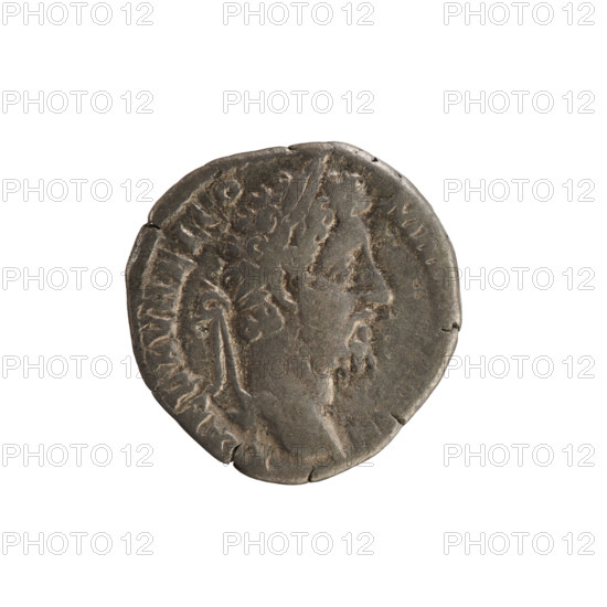 Denarius, Commodus (161–192; Roman emperor 177–192). Obverse: legend L AEL AVREL CO MM; emperor's head right, laurel wreath; pearled border. Reverse: legend M TR P XVII IMP VII; Fortuna Felix standing left with one foot on the prow of a ship, holding a caduceus in her right hand and a cornucopia in her left; star in left field; pearled border. Roman Empire (27 BC–476), Rome; coin; weight 2.83 g; axis 180°.