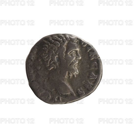 denarius, Clodius Albinus (ca. 150–197; Roman emperor 193–197), issuer: Clodius Albinus; imperial bust of Albinus; Roma (mythology) seated; attributes: sceptre, palladium; obverse inscription: D CL SEPT AL BIN CAES; obverse: head of Albinus right, pearl border; reverse inscription: ROMA EA E TERNAE; reverse: Roma seated on shield facing left, holding a palladium in her raised right hand and a scepter in the left; date: 193–195; Roman Empire (27 BC–476); Rome; coin; weight 2.96 g; axis 180 degrees.