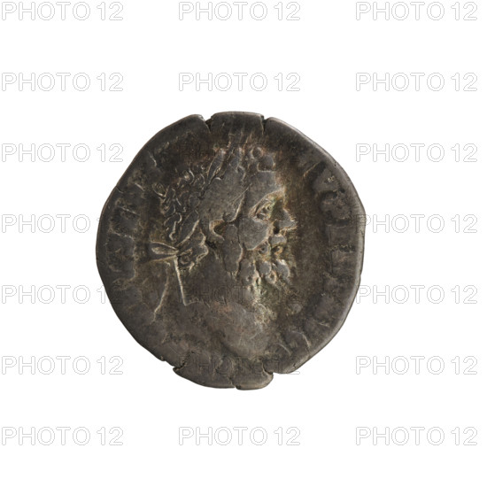 Denarius of Septimius Severus (born 146, Roman emperor 193–211). Silver coin (2.20 g), c. 193–194, Roman Empire; Rome. Obverse: IMP CAE L SEPT SEV PERT AVG — imperial bust right, laurel wreath; pearled border. Reverse: LEG V III AVG TR P COS — legionary eagle between two standards; pearled border. Subjects: imperial busts; legionary eagle and banners; numismatic treasure.