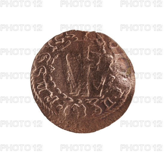 Szelag forgery from the period; eagles; Frederick William I Hohenzollern (Great Elector of Brandenburg; Duke of Prussia; 1620–1688); Hohenzollern coat of arms. Obverse: eagle with spread wings; in the rim, between the borders, inscription 'DVILH, APBPS'. Reverse: monogram composed of the letters 'FW'; in the rim, an inscription separated by the Hohenzollern coat of arms, 'OLIDUS - PRUSSI'. Ducal Prussia (1525–1701); for the original, Königsberg. Coin forgery (from the period). Diameter 15.8 mm; weight 0.51 g; axis 0°.