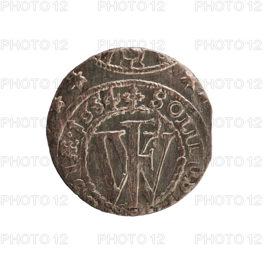 szelag, eagles, cross (iconographic), Frederick William I Hohenzollern (Great Elector of Brandenburg; Prince of Prussia; 1620–1688), Hohenzollern (coat of arms). Obv.: Prussian eagle, on its chest a monogram composed of the letters IC. In the rim, between the pearl borders, an inscription beginning with a princely mitre FRID.WILH.MAR.BR.SRIPR.EI. Rev.: monogram composed of the letters FW separating the inner border. In the rim an inscription beginning with a cross +SOLIDU... SI AE.1654. Date: 1654. Duchy of Prussia (1525–1701), Königsberg. Coin: diameter 15.6 mm, weight 0.50 g, axis 0°.