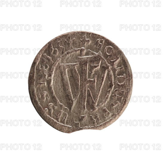 szelag; eagles; cross (iconographic); Frederick William I Hohenzollern (Great Elector of Brandenburg; Prince of Prussia; 1620–1688); Hohenzollern (coat of arms). Obverse: Prussian eagle, on its chest a monogram composed of the letters IC. In the rim, between the pearl borders, an inscription beginning with a princely mitre FRID.WILH.MAR.BR.SRIPR.; reverse: monogram composed of the letters FW separating the inner border. In the rim an inscription beginning with a cross, divided by the Hohenzollern coat of arms +SOLIDUS.PR - USSIAE.1654. Date: 1654. Place: Ducal Prussia (1525–1701), Königsberg. Object: coin (szelag). Dimensions: diameter 15.7 mm; weight 0.64 g; axis 0 degrees.