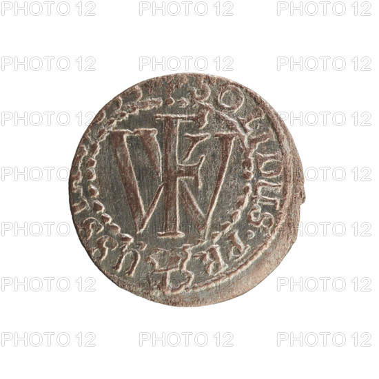 szelag; eagles; cross (iconographic); Frederick William I Hohenzollern (Great Elector of Brandenburg; Prince of Prussia; 1620–1688); Hohenzollern (coat of arms). Obverse: Prussian eagle with a monogram on its chest composed of the letters IC; rim between pearl borders with an inscription beginning with a princely mitre, R.BR.SRIPR.EL. Reverse: monogram composed of the letters FW separating the inner border; rim inscription beginning with a cross, divided by the Hohenzollern coat of arms, SOLIDUS.PR - USS, 165. Ducal Prussia (1525–1701), Königsberg. Coin; diameter 15.3 mm; weight 0.65 g; axis 0°.
