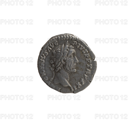 denarius, Antoninus Pius (86–161; Roman emperor 138–161), issuer: Antoninus Pius — iconography: head of the emperor in a laurel wreath facing right, inscription ANTONINVS AVG - PIVS PP TR P XXII all around; reverse: facade of a temple with eight columns, with two statues (Divine Augustus and Livia), inscription TEMPLVM DIVI AVG RES all around, in the episode COS IIII.; date: 158–159; Roman Empire (27 BC–476), Rome; coin: diameter 16.5–17.0 mm, weight 3.05 g, axis 180°