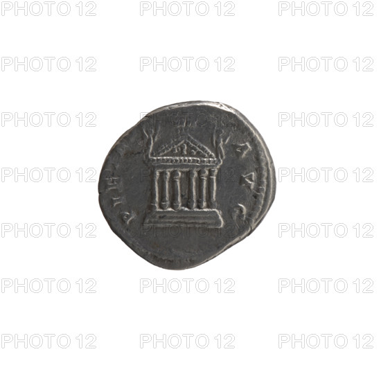 Denarius, Faustina the Elder (98–141; Roman empress 138–141) (posthumous issue). Issuer: Antoninus Pius (86–161; Roman emperor 138–161). Obverse: Bust of Faustina I in drapery facing right, legend DIVA AVG • FAVSTINA. Reverse: Six-column façade of the temple of Divine Faustina, legend PIETAS AVG. Date: 141. Roman Empire (27 BC–476), Rome. Coin: diameter 16.0–17.5 mm, weight 3.10 g, axis 0°.