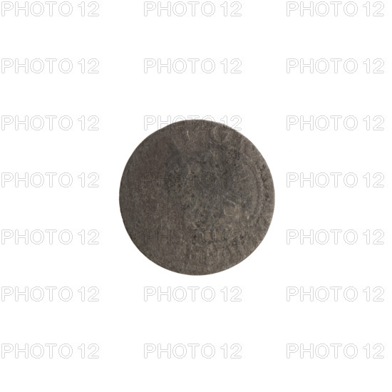 szelag, hoard from Wislica (numism.), maker: Ernest Pfahler. Obverse: Prussian eagle, Hohenzollern coat of arms, rosettes; monogram composed of the letters GW. Rim inscription beginning with a heart hallmark, G, LH.MA, L Rw. Reverse: inscription beginning with a rosette, divided by the Hohenzollern coat of arms, date range 1619–1640. Ducal Prussia (1525–1701), Königsberg. Coin; diameter 15.8 mm, weight 0.46 g, axis 0°.