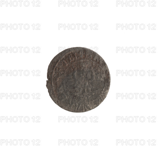 szelag, Ernest Pfahler, the Wislica hoard, eagles, George William Hohenzollern (Elector of Brandenburg; Duke of Prussia; 1620-1640), rosettes, Hohenzollern (coat of arms). Obverse: Prussian eagle, on its chest the crowned letter S; in the rim between the borders an inscription beginning with a heart – the hallmark, MAR.BR., RIEL. Reverse: Monogram composed of the letters GW; in the rim between the borders an inscription divided by the Hohenzollern coat of arms, SOLIDVS.PR - VS, 1619–1640. Ducal Prussia (1525–1701), Königsberg. Coin: diameter 16.3 mm, weight 0.44 g, axis 0°.