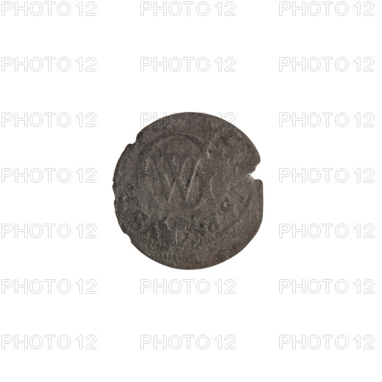 Szelag by Ernest Pfahler, from the Wislica hoard (numism.). Silver coin (szelag), Ducal Prussia (1525–1701), Königsberg, 1619–1640. Obverse: Prussian eagle with crowned letter S on its chest; in rim between borders an inscription beginning with a heart — the hallmark .GE, H.MAR.BR., RIEL. Reverse: monogram composed of letters GW; in rim between borders an inscription beginning with a rosette, divided by the Hohenzollern coat of arms, LIDVS.PR - VSS, 1619–1640. Features: eagles, rosettes, Hohenzollern (coat of arms); axis 0°, diameter 16.3 mm, weight 0.53 g.