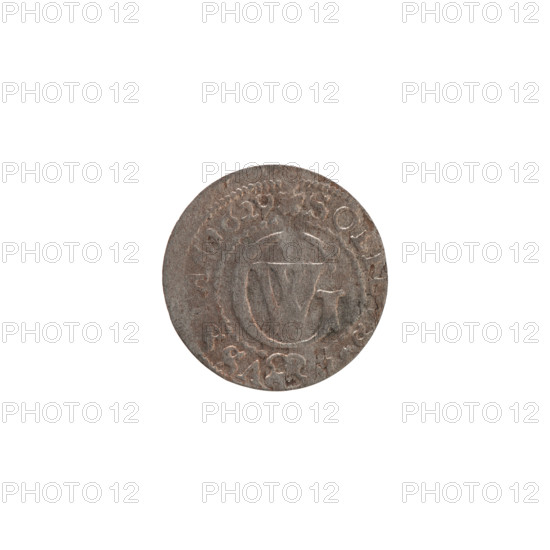 szelag by Ernest Pfahler, 1629. Silver coin (diameter 16.3 mm, weight 0.65 g, axis 0°). Obverse: Prussian eagle with crowned letter S on its chest; rim inscription beginning with a heart and the hallmark GEOR, ILH.MAR., L. Rw.; monogram composed of the letters GW. Reverse: Hohenzollern coat of arms between rosettes; rim inscription beginning with a rosette, divided by the coat of arms, SOLI - VSS, AE.1629. Ducal Prussia (1525–1701), Königsberg.