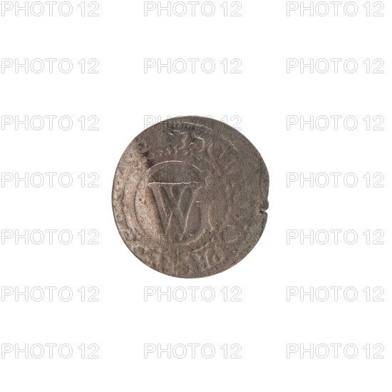 szelag, Pfahler, Ernest, the hoard from Wislica (numism.), George William Hohenzollern (Elector of Brandenburg; Duke of Prussia; 1620-1640), eagles, Hohenzollern (coat of arms), rosettes. Obv.: Surface worn, visible outline of an eagle with the letter S on its chest. In the rim between the borders an inscription beginning with a heart, WIL, RI, Rw. Monogram composed of the letters GW. In the rim between the borders an inscription beginning with a rosette, divided by the Hohenzollern coat of arms SOLIDV, .PR - VS, 2, 162. Ducal Prussia (1525-1701), Königsberg. Coin: diameter 16.4 mm, weight 0.60 g, axis 0 degrees.
