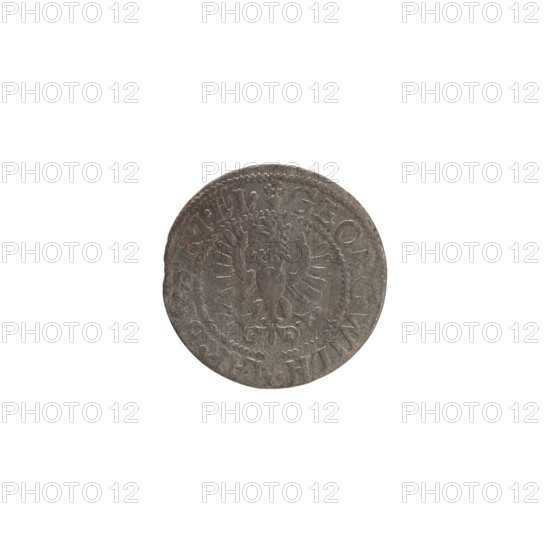 szelag, Pfahler, Ernest, Wislica hoard (numism), eagles, George William Hohenzollern (Elector of Brandenburg; Duke of Prussia; 1620-1640), rosettes, Hohenzollern (coat of arms). Obverse: Prussian eagle, on its chest the crowned letter S; in the rim between the borders an inscription beginning with a heart: GEORG.WILH.MAR.BR.SRIEL. Reverse: monogram composed of the letters GW; in the rim between the borders an inscription beginning with a rosette, divided by the Hohenzollern coat of arms: SOLIDVS.PR - VSSIAE. 1627. Ducal Prussia (1525–1701), Königsberg. Coin; diameter 16.2 mm; weight 0.53 g; axis 0°.