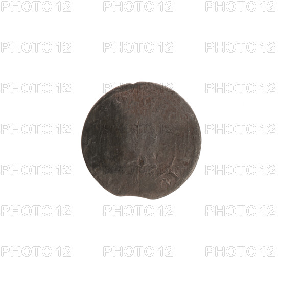 szelag, hoard from Wislica (numism.), Ernest Pfahler, eagles, Hohenzollern (coat of arms), rosettes. Obverse: outline of an eagle; on the rim between borders an inscription beginning with a heart and the hallmark GEO WIL. Reverse: monogram composed of the letters GW; in the rim between borders an inscription beginning with a rosette, divided by the Hohenzollern coat of arms SOLI VS.PR - VSSIAE. Dated 1628. Ducal Prussia (1525–1701), Königsberg. Coin: diameter 16.9 mm, weight 0.65 g, axis 0°.