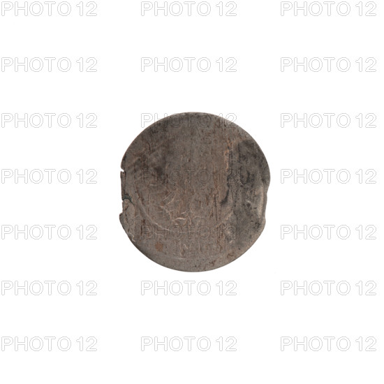 szelag, Ernest Pfahler, Wislica hoard, George William Hohenzollern (Elector of Brandenburg; Duke of Prussia; 1620–1640), eagles, Hohenzollern coat of arms, rosettes. Obverse: Prussian eagle, on its chest a crowned letter S; in the rim between the borders an inscription beginning with a heart—hallmark, 'MAR.' Reverse: monogram composed of the letters GW; in the rim between the borders an inscription beginning with a rosette, divided by the Hohenzollern coat of arms: 'SOL. PR - VSSIAE.1628.' Date: 1628. Place: Ducal Prussia (1525–1701), Königsberg. Object type: coin (szelag). Diameter: 16.4 mm. Weight: 0.51 g. Axis: 0°.