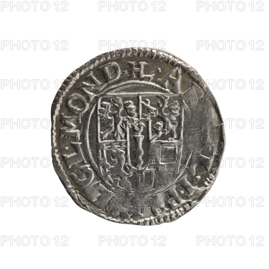 one and a half, Henryk Laffert (1612–1615). Obverse: royal orb with a cross whose arms terminate in finials; lower part of the orb with value numerals Z4; date numerals 1 - 4 on the sides of the cross. Rim between borders: inscription divided by a cross, .SIG.D:G.MAR.BR, I. Reverse: five-field coat of arms. Rim between borders: inscription beginning with the mintmaster's sign A, LIP, I, L.MON.D., 1614. Drezdenko, Ducal Prussia (1525–1701). Coin; diameter 20.5 mm; weight 1.53 g; axis 225°.