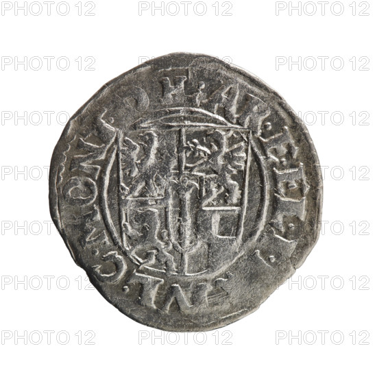 one-and-a-half, Henryk Laffert (1612-1615), cross (iconographic), orb of rule (iconographic), coats of arms, John Sigismund (Elector of Brandenburg; 1572-1619), Obv. Royal orb with a cross with arms terminating in finials. In the lower part of the orb, value numerals Z4. On the sides of the cross, date numerals 1 - 4. In the rim between the borders, an inscription divided by a cross IOH.SIG.D:G, AR.BR.SRI Rw. Five-field coat of arms. In the rim between the borders an inscription beginning with the mintmaster's mark .AR.E.EL.I., VL.C.MONT., 1614, Ducal Prussia (1525-1701), Drezdenko, coin, coin: diameter 21.0 mm, weight 1.25 g, axis 20 degrees.