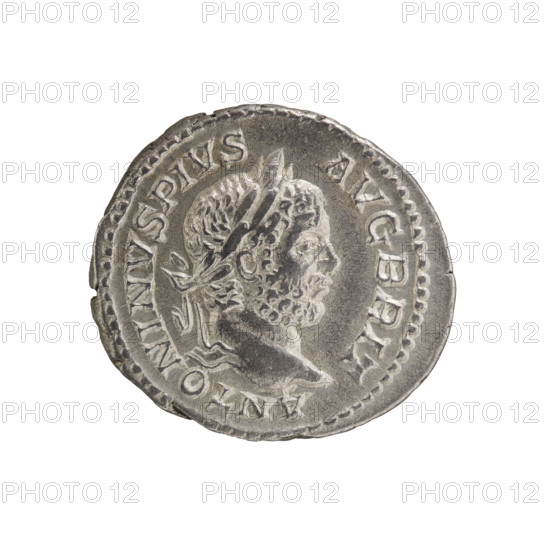 denarius, Caracalla (188–217; Roman emperor 198–217), head of emperor with laurel wreath (iconographic), Pax running with branch and scepter (iconographic). Obv.: ANTONINVS PIVS AVGBRIT — Head of Caracalla with laurel wreath facing right, pearl border. Rev.: PM TRP XIII ICOS II I P P — Pax running to the right, with branch in right hand and scepter in left, pearl border. Date: 211. Roman Empire (27 BC–476). Coin; diameter 18.3–19.7 mm, weight 3.19 g.