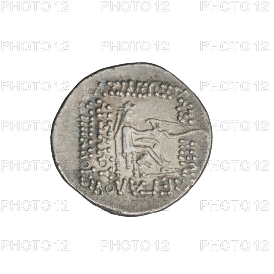 Drachma, bows (armed), diadems, busts, Parthian Kingdom, Iran. Obv.: diademed bust of Mithridates II facing right. Rev.: Arsakes seated on throne facing right, bow in right hand. 120/119–109 BC; 123–87 BC. Ecbatana, Parthia, Iran. Coin; weight 4.00 g; diameter 20.0 × 20.5 mm.