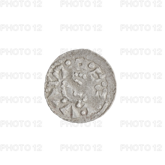 Denarius (princely type) of Boleslaw II the Bold (King of Poland, reign 1058–1079). Obverse: head to the left with inscription around the rim. Reverse: horseman with spear and shield to the left; six points behind the rider and one under the horse. Dated 1058–1076. Kraków, Poland. Coin; weight 0.62 g; axis 135°.