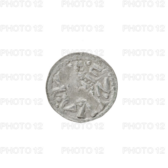 Denarius (princely type) of Boleslaw II the Bold (King of Poland, 1058–1079). Obverse: head to the left with inscription around the rim. Reverse: rider with spear and shield to the left, cross behind the rider, rosette under the horse. Circa 1058–1076. Kraków, Poland. Coin; weight 0.51 g; axis 315°.
