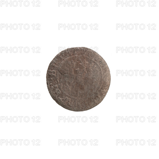 szelag; Obverse: Prussian eagle, on its chest the crowned letter S; on the rim between the borders an inscription beginning with a heart - the hallmark '.WILH.MAR.BR.SRI'. Reverse: monogram composed of the letters GW; in the rim between the borders an inscription divided by the Hohenzollern coat of arms '+SOLIDVS.PR - VSSIAE.1626'. Inscription includes '1626'. Iconography: eagles, Hohenzollern (coat of arms), cross. Maker/authority: George William Hohenzollern (Elector of Brandenburg; Duke of Prussia; 1620–1640). Place and polity: Ducal Prussia (1525–1701), Königsberg. Object type and measurements: coin (szelag), diameter 16.0 mm, weight 0.45 g, axis 0°.