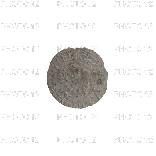 szelag; Obv. Prussian eagle, on its chest the crowned letter S; on the rim, between the rims, an inscription beginning with a heart and the hallmark G, OR, WI, H, .RIEL.; Rv. monogram composed of the letters GW; in the rim between the borders an inscription divided by the Hohenzollern coat of arms +SOLI, .1629; George William Hohenzollern (Elector of Brandenburg; Duke of Prussia; 1620–1640); Ducal Prussia (1525–1701), Königsberg; rosettes; Hohenzollern (coat of arms); coin; diameter 15.7 mm; weight 0.38 g; axis 0°; 1629.