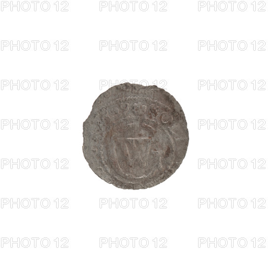 szelag; obverse: Prussian eagle with crowned letter S on its chest; rim inscription beginning with a heart and including hallmarks G, OR, WI, H, .RIEL; reverse: monogram composed of the letters GW and rim inscription divided by the Hohenzollern coat of arms +SOLI .1629; eagles, rosettes, Hohenzollern coat of arms; George William Hohenzollern (Elector of Brandenburg; Duke of Prussia; 1620–1640); Ducal Prussia (1525–1701), Königsberg; coin, 1629; diameter 15.7 mm; weight 0.38 g; axis 0 degrees.