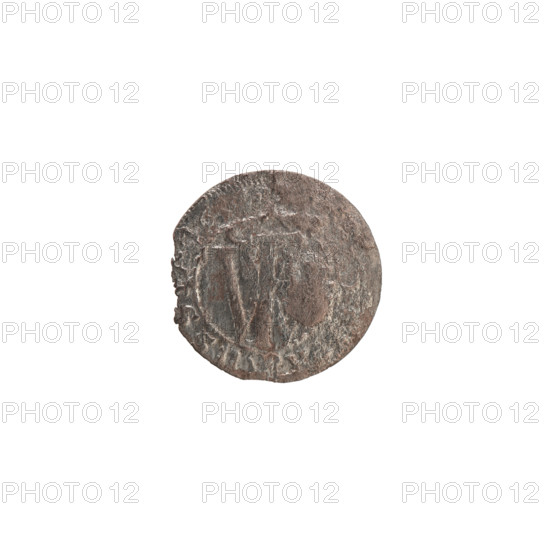 szelag, treasure, cross (iconographic), eagles, Frederick William (Elector of Brandenburg; 1620-1688), Hohenzollern (coat of arms). Av. Prussian eagle, on his chest a monogram composed of the letters IC. On the rim, between the pearl borders, an inscription beginning with a ducal mitre FRID, SRIP, L Rw. Monogram composed of the letters FW separating the inner border. In the rim an inscription beginning with a cross, divided by the Hohenzollern coat of arms, - USS, 1654, Ducal Prussia (1525-1701), Königsberg, coin, coin: diameter 15.5 mm, weight 0.40 g, axis 0 degrees.