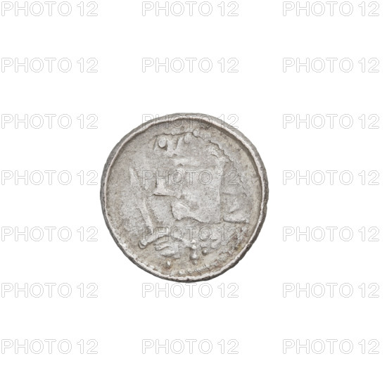 Denarius (royal type), Boleslaw II the Bold (King of Poland; 1058–1079), royal type; obverse: crowned bust of the king facing left, sword in hand, behind the ruler's head a sign: Z; reverse: church topped with three domes; 1076–1079; Poland, Kraków; coin; weight 0.82 g; axis 45 degrees