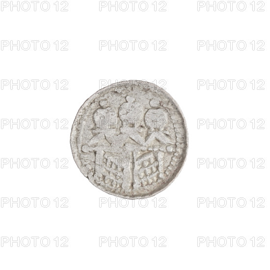 denarius (royal type), Boleslaw II the Bold (King of Poland; 1058–1079), royal type; obverse: crowned bust of the king facing left, sword in hand, behind the ruler's head a sign: Z; reverse: church topped with three domes; date: 1076–1079; origin: Poland, Kraków; coin; weight 0.82 g; axis 45 degrees