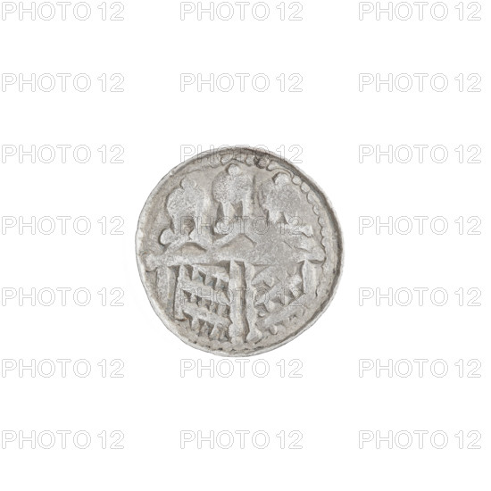 Denarius (royal type) of Boleslaw II the Bold (King of Poland; reign 1058–1079). Obverse: crowned bust of the king facing left, sword in hand, with a sign 'Z' behind the ruler's head. Reverse: church topped with three domes. Date: 1076–1079. Place: Kraków, Poland. Coin; weight 0.66 g; axis 180 degrees.