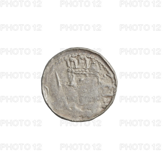 Denarius (royal type) of Boleslaw II the Bold (King of Poland; 1058–1079). Obverse: crowned bust of the king facing left, sword in hand, sign +Z behind the ruler's head. Reverse: church topped with three domes, two dots on the sides above the roofs. Date: 1076–1079. Mint: Kraków, Poland. Coin; weight 0.64 g; axis 45°.