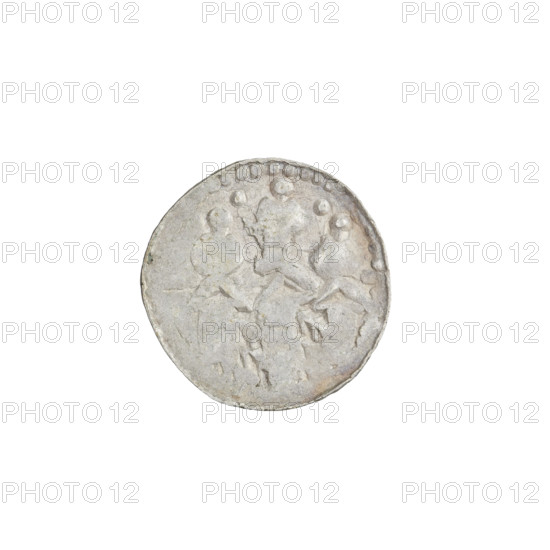 Denarius (royal type), Boleslaw II the Bold (King of Poland; r. 1058–1079). Royal type coin. Obverse: Crowned bust of the king facing left, sword in hand, sign '+Z' behind the ruler's head. Reverse: Church topped with three domes, lines in front of and behind the church, two dots between the domes. Date: 1076–1079. Place: Kraków, Poland. Material: coin. Weight: 0.60 g. Axis: 45°.