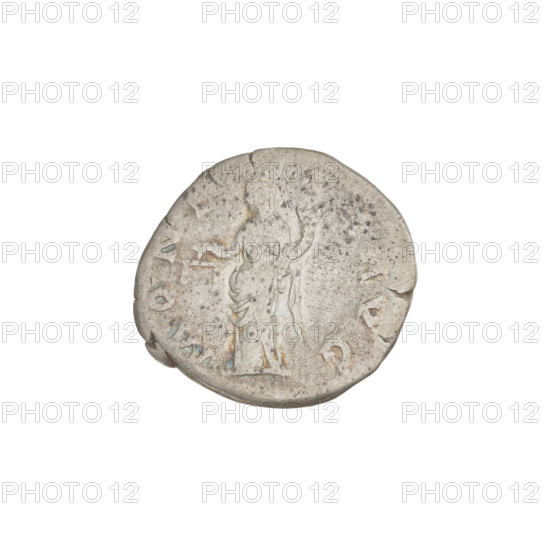 Denarius, Hadrian (76–138; Roman emperor 117–138). Coin featuring personification; laurel wreaths, scales, heads. Obverse: HADRIANVS AVG COS III PP — Head of Hadrian turned to the right. Pearl border. Reverse: MONETA AVG — Coin in a long robe, standing turned to the left, holding scales in right hand and a cornucopia in left. Date: 134–138. Roman Empire (27 BC–476), Rome. Coin weight 3.26 g.