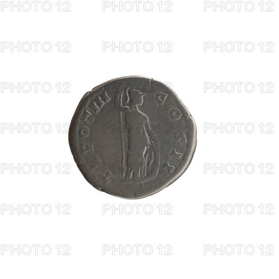 Denarius, Marcus Aurelius (121–180; Roman emperor 161–180), ca. 148–149. Obverse: Head of young Marcus Aurelius without a cap to the right, legend 'AVRELIVS CAESAR AVG PII'. Reverse: Minerva standing right, holding a spear in her raised right hand and resting her left hand on a shield on the ground, with control mark 'T' and legend 'POT III COS II'. Roman deities; iconography includes Minerva, shields, spears. Roman Empire, Rome. Coin; silver; diameter 17.5 mm; weight 2.95 g; axis 0°.