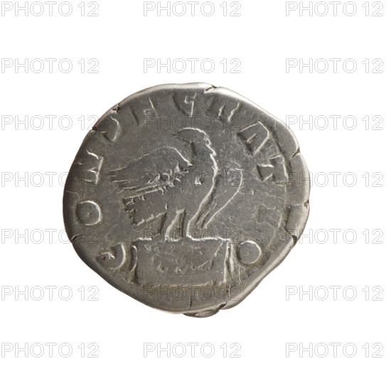 Denarius, Marcus Aurelius (121–180; Roman Emperor 161–180), posthumously issued for Commodus (161–192; Roman Emperor 177–192) as issuer. Obverse: Head of Marcus Aurelius without a covering, facing right, inscription DIVVS M AN - ONINVS PIVS around. Reverse: Eagle stands on an altar decorated with a garland, facing right and turning its head left, inscription CONSECRATIO around. After 180 CE, Roman Empire (27 BCE–476 CE), Rome. Coin; diameter 17.5–18.5 mm, weight 3.20 g, axis 0°.