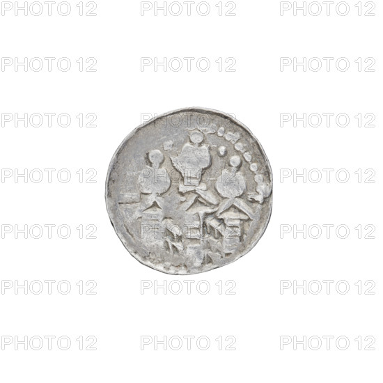 denarius (royal type), Boleslaw II the Bold (King of Poland; 1058–1079), royal type; Obv.: Crowned bust of the king facing left, sword in hand, behind the ruler's head sign: +Z>; Rv.: Church topped with three domes with dots between the domes; lower, in front of and behind the church, above the line of the roofs—lines; 1076–1079; Poland, Kraków; coin; weight 0.85 g; axis 350°