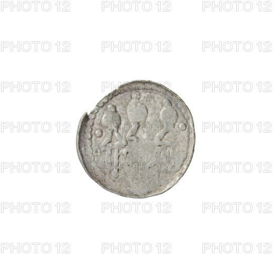 Denarius (royal type) of Boleslaw II the Bold (King of Poland, 1058–1079). Obverse: Crowned bust of the king facing left, sword in hand, sign 'x' behind the ruler's head. Reverse: A church topped with three domes; dots above the roofline and crosses below the roofline. Date: 1076–1079. Material: coin. Weight: 0.56 g. Axis: 90 degrees.