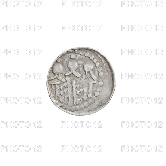 Denarius (royal type), Boleslaw II the Bold (king of Poland; reign 1058–1079), royal type; obverse: crowned bust of the king facing left, sword in hand, behind ruler's head sign: +Z>; reverse: church topped with three domes; dated 1076–1079; coin, Kraków, Poland; weight 0.72 g; axis 150 degrees.