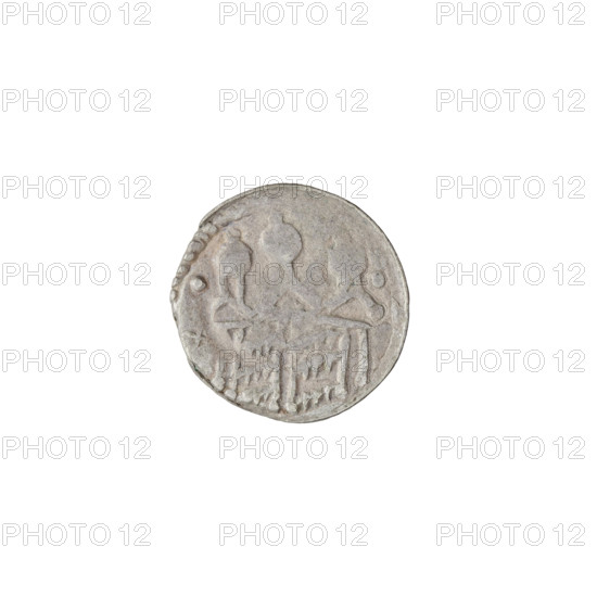 Denarius (royal type) of Boleslaw II the Bold (King of Poland; reign 1058–1079). Obverse: crowned bust of the king facing left, sword in hand, with the sign '+Z' behind the ruler's head. Reverse: church topped with three domes, dots in front of and behind the church above the roofline, a vertical line on the roofline in front of the church, and a cross below. Date: 1076–1079. Place: Kraków, Poland. Coin; weight 0.57 g; axis 315°.