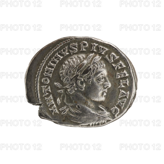 Denarius depicting legionary standards between vexillae; obverse: bust of Emperor Elagabalus in laurel wreath, armor and drapery facing right, legend 'ANTONINVS PIVS FEL AVG' (pearl border); reverse: two legionary standards between vexillae with legend 'CON COR DIA' in the MILIT section (pearl border). Date: 218–222 CE. Roman Empire. Mint: Antioch on the Orontes. Coin; diameters 16.5 mm and 20.5 mm, weight 2.97 g.