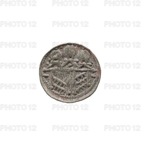 Denarius (royal type), Boleslaw II the Bold (king of Poland; 1058–1079). Obverse: Crowned bust of Boleslaw the Bold facing left, sword in hand. Reverse: Church topped with three domes. Date: 1076–1079. Poland, Kraków. Coin; weight 0.74 g.