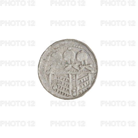Denarius (royal type) of Boleslaw II the Bold (king of Poland, 1058–1079). Obverse: crowned bust of Boleslaw facing left, sword in hand. Reverse: church topped with three domes. Date: 1076–1079. Place: Kraków, Poland. Coin; weight 0.71 g.