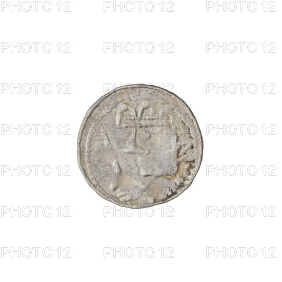 Denarius (royal type) of Boleslaw II the Bold (king of Poland; reigned 1058–1079). Obverse: crowned bust of Boleslaw the Bold facing left, sword in hand. Reverse: church topped with three domes. Date: 1076–1079. Place: Kraków, Poland. Coin; weight 0.58 g.