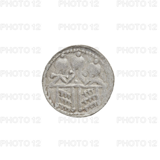 Denarius (royal type) of Boleslaw II the Bold (king of Poland, 1058–1079). Obverse: Crowned bust of Boleslaw the Bold facing left, sword in hand. Reverse: Church topped with three domes. Date: 1076–1079. Place: Kraków, Poland. Medium: Coin. Weight: 0.71 g.