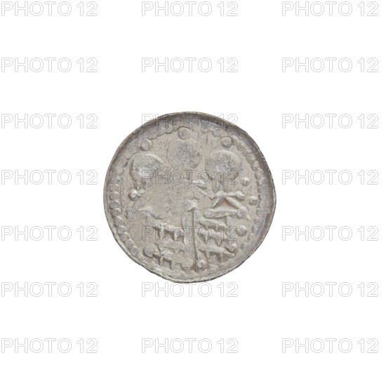 Denarius (royal type), Boleslaw II the Bold (king of Poland; 1058–1079); obverse: crowned bust of Boleslaw the Bold facing left, sword in hand; reverse: church topped with three domes; dated 1076–1079; Poland, Kraków; coin; weight 0.60 g.