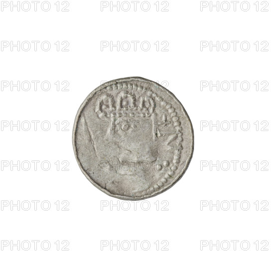 Denarius (royal type) of Boleslaw II the Bold (king of Poland, r. 1058–1079). Obverse: crowned bust of Boleslaw facing left, sword in hand. Reverse: church topped with three domes. Dated 1076–1079. Kraków, Poland. Coin; weight 0.52 g.