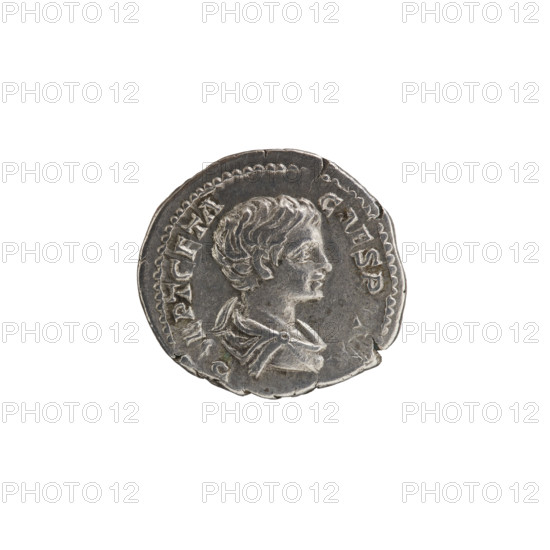 Denarius, Geta (189–212; Roman Emperor 209–212) (Caesar). Obverse: Bust of Geta in drapery facing right, beaded border, inscription PSEPTGETA CAESP. Reverse: Nobilitas standing turned right, holding a scepter in her right hand and a palladion in her left, beaded border, inscription NOBILITAS. Date: 200–202. Roman Empire (27 BC–476), Rome. Coin diameter 18.5–20.0 mm, weight 3.27 g.